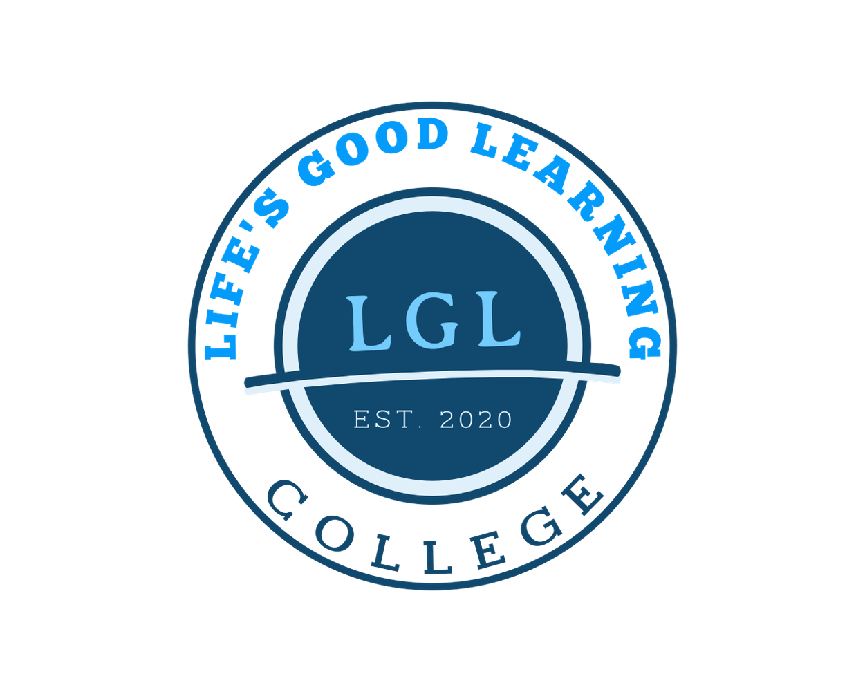 Logo of LGL College, featuring a circular design with